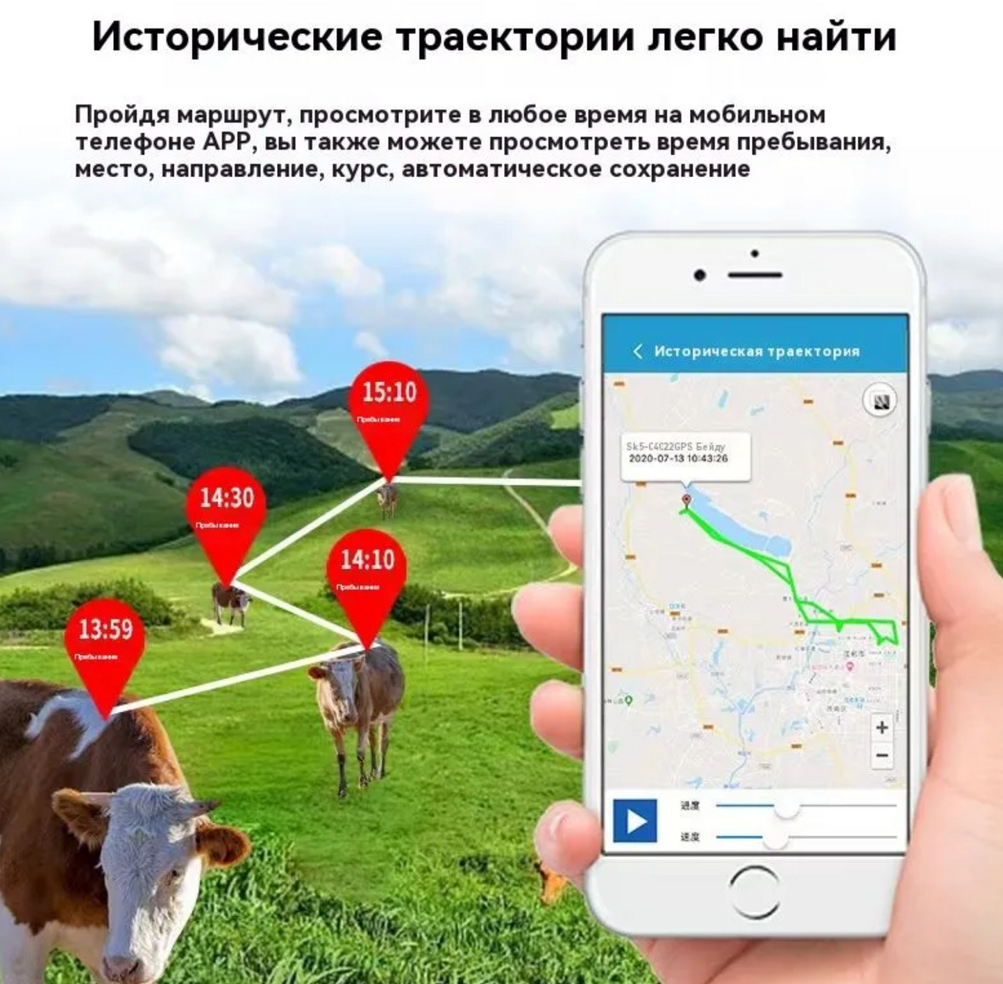Водонепроницаемый трекер для крупного рогатого скота, овец и лошадей